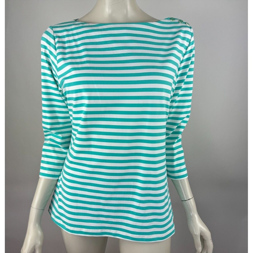 J Mclaughlin Striped Boat Neck Catalina Cloth Top Women XL NWOT 3/4 Sleeve
